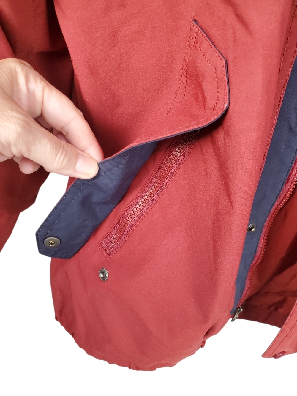 VTG 90s L.L.Bean Red Bomber Jacket Full Zip Snap Pockets Mesh Lined MED. #254 - Picture 7 of 13